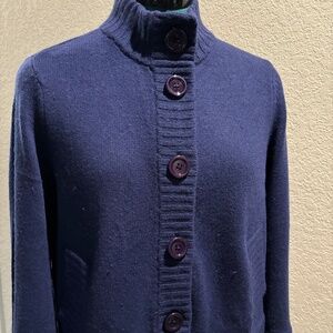 Talbots Petites Cashmere Blend Cardigan dark blue MP